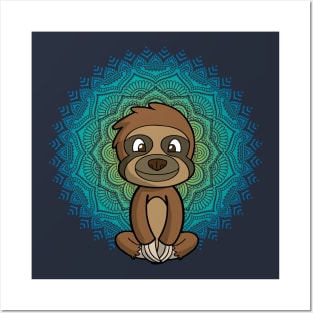 Sloth Yoga Meditate Mandala Posters and Art